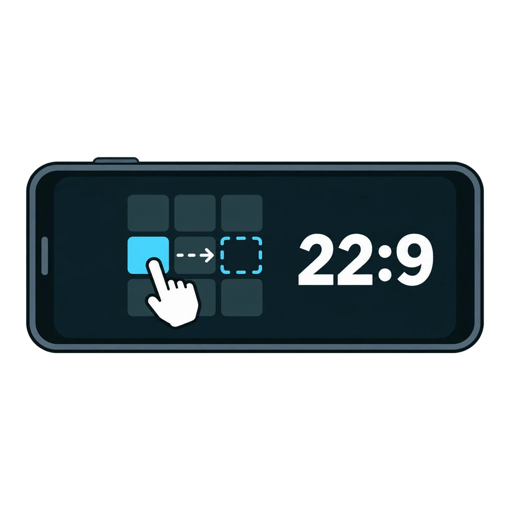 Long phone landscape, illustrated with a 22:9 screen.