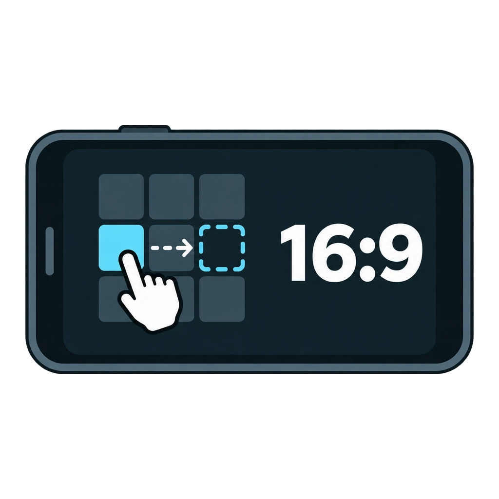 Phone landscape, illustrated with a 16:9 screen.