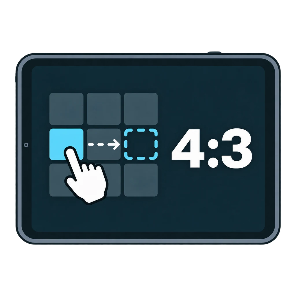 iPad landscape, illustrated with a 4:3 screen.